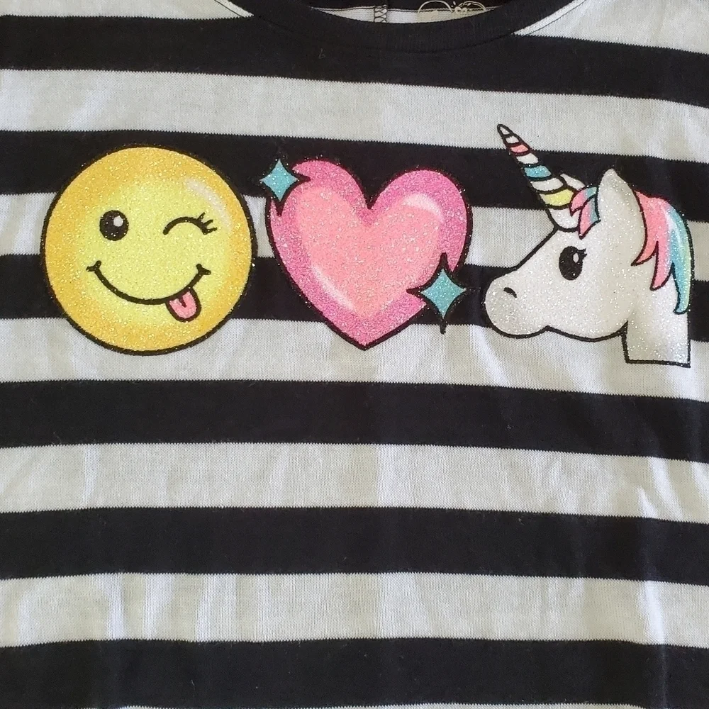 Justice Emoji Heart Unicorn Long Sleeve Top